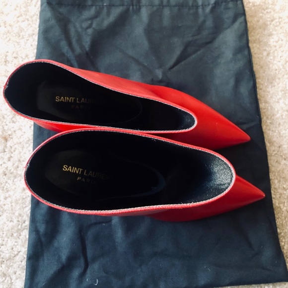 Saint Laurent Red Pierre Leather Ankle Booties - Picture 2 of 5